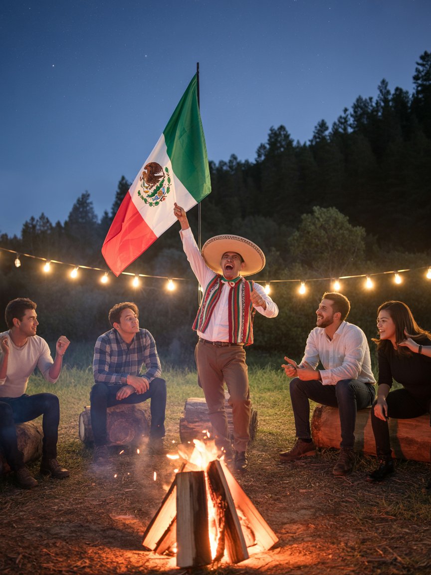 Día de la independencia y acampar