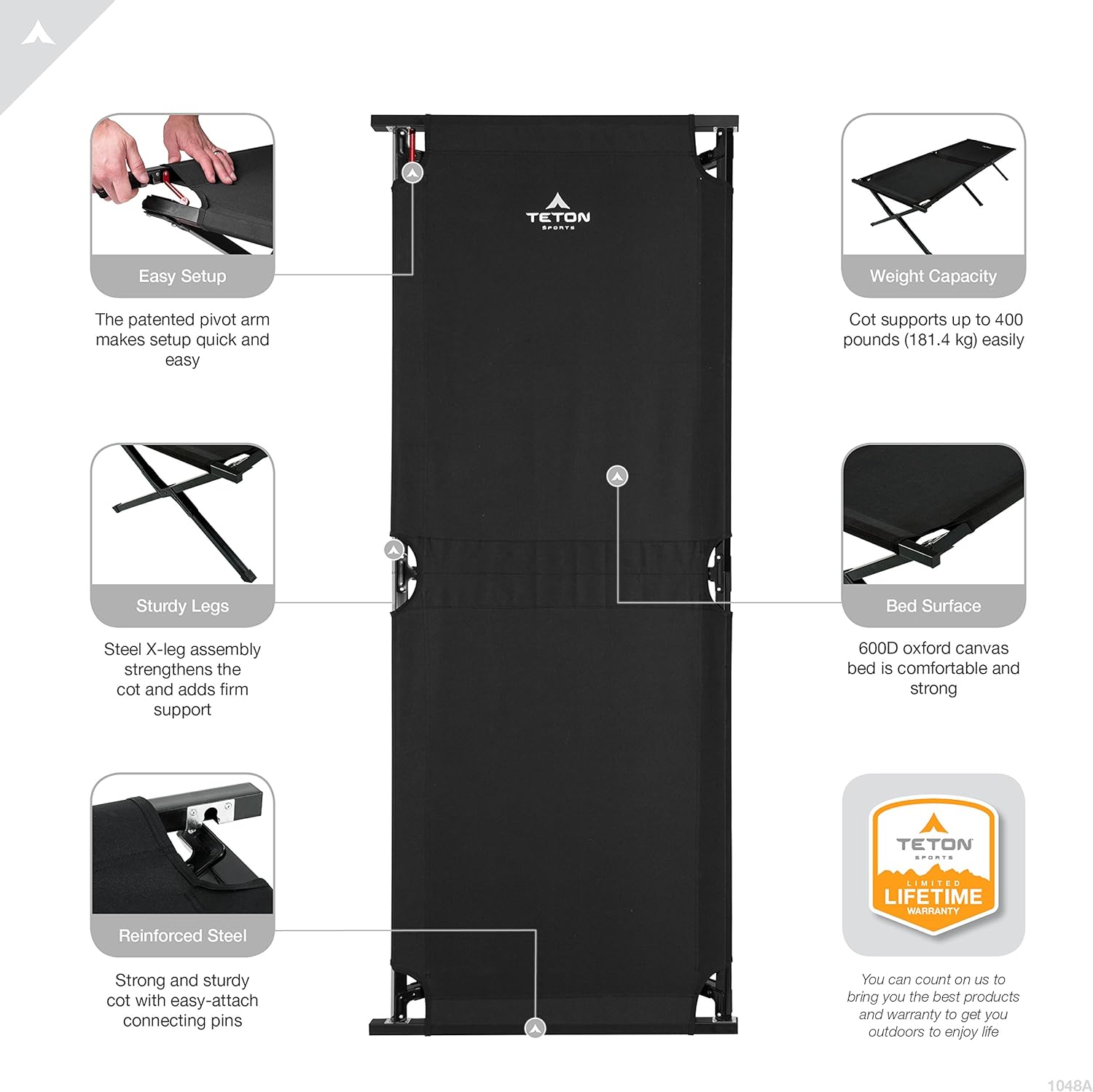 Catre Plegable "Adventurer" TETON (1.80m x 55cm)