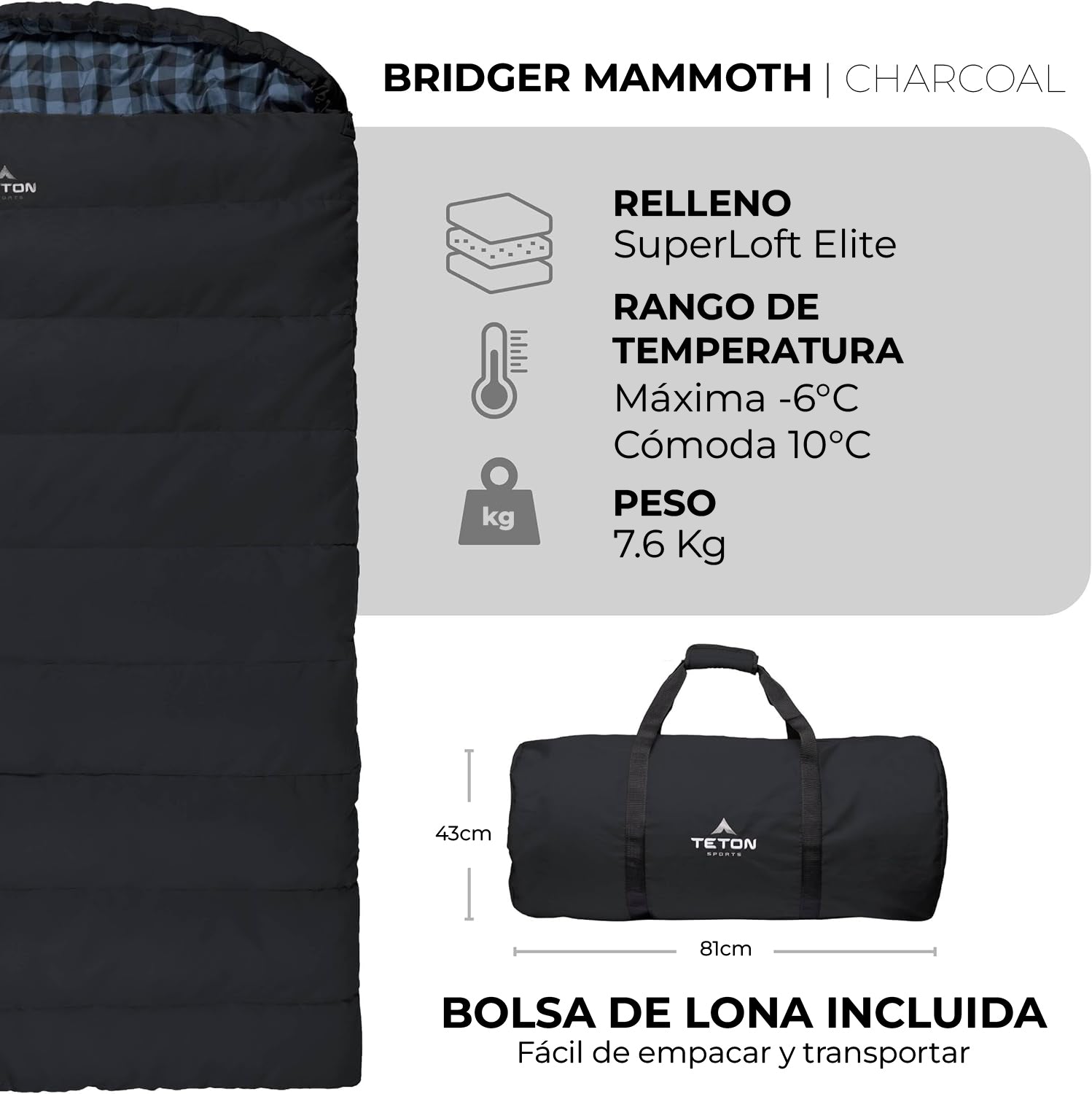 Sleeping Para Dos Personas Bridger Mammoth Canvas 20°F (-7°C) TETON