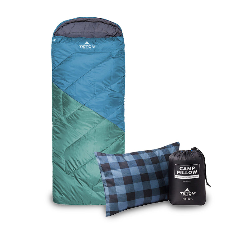 Pack con Sleeping Lil Celsius -7°C (20°F) y Almohada de Camping TETON