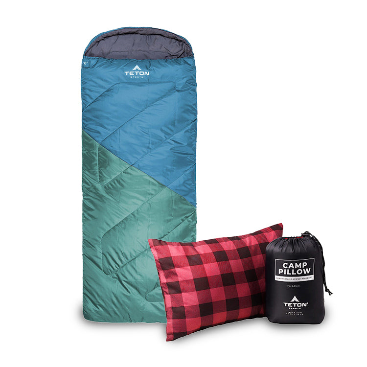 Pack con Sleeping Lil Celsius -7°C (20°F) y Almohada de Camping TETON