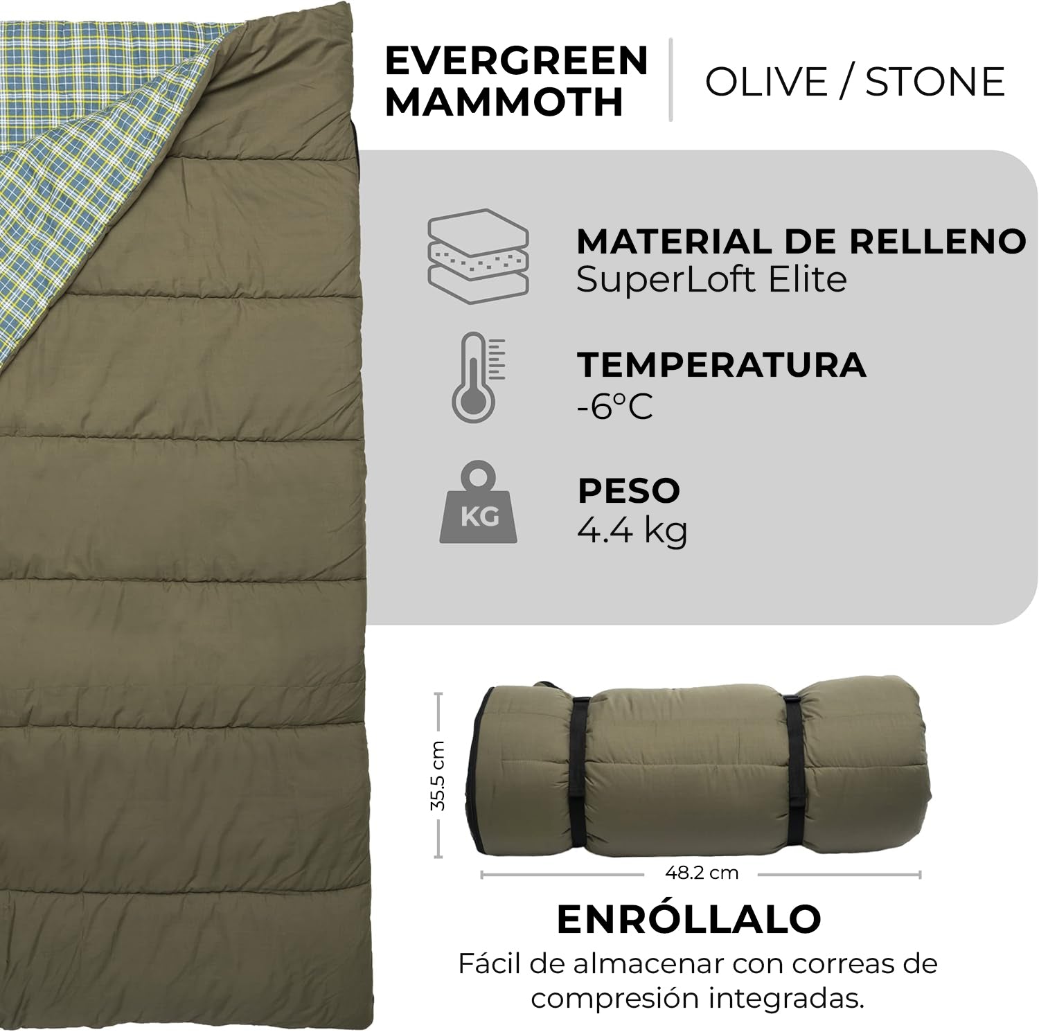 Sleeping Para 2 Personas "Evergreen Mammoth" 20°F (-7°C) TETON