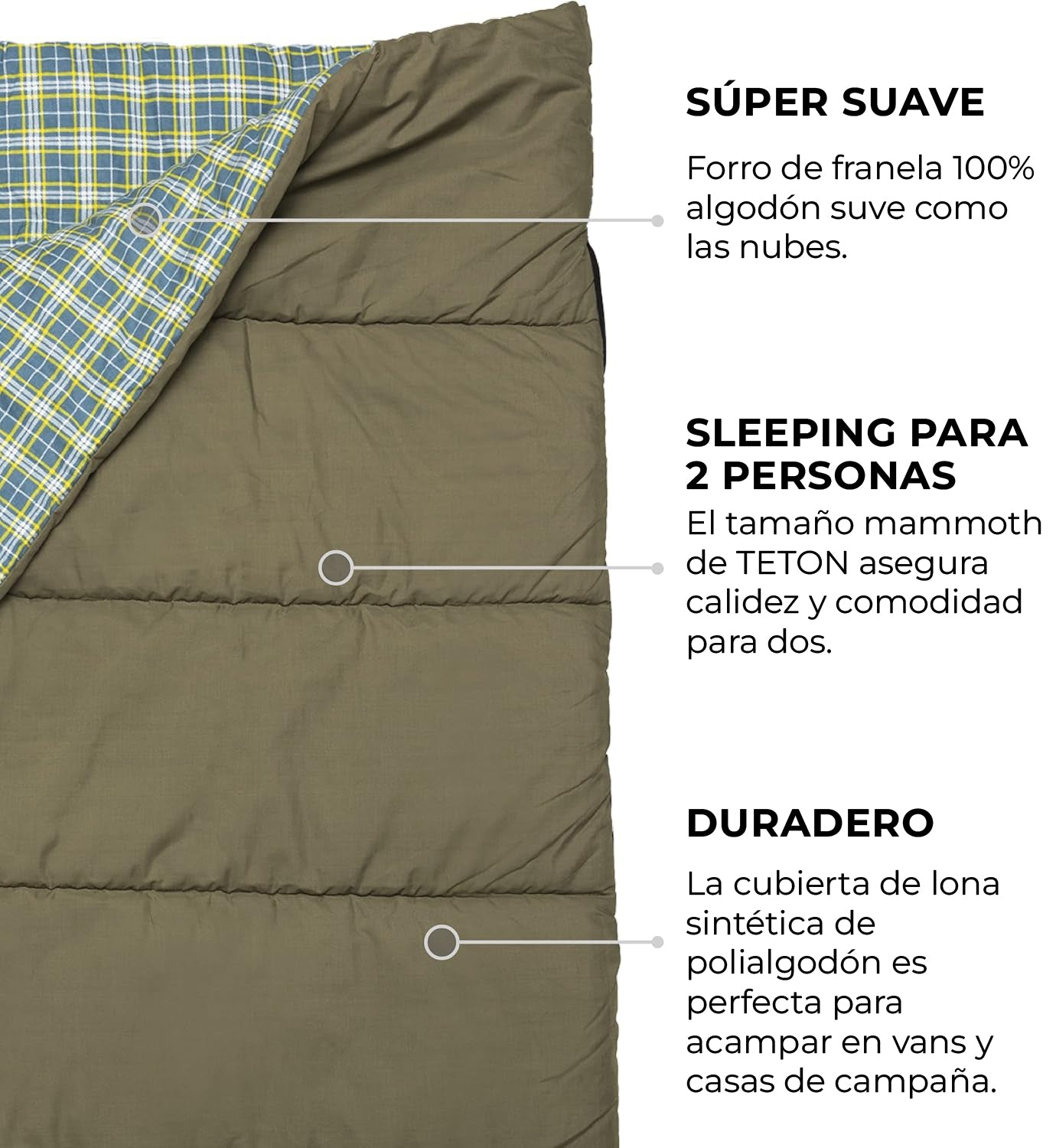 Sleeping Para 2 Personas "Evergreen Mammoth" 20°F (-7°C) TETON