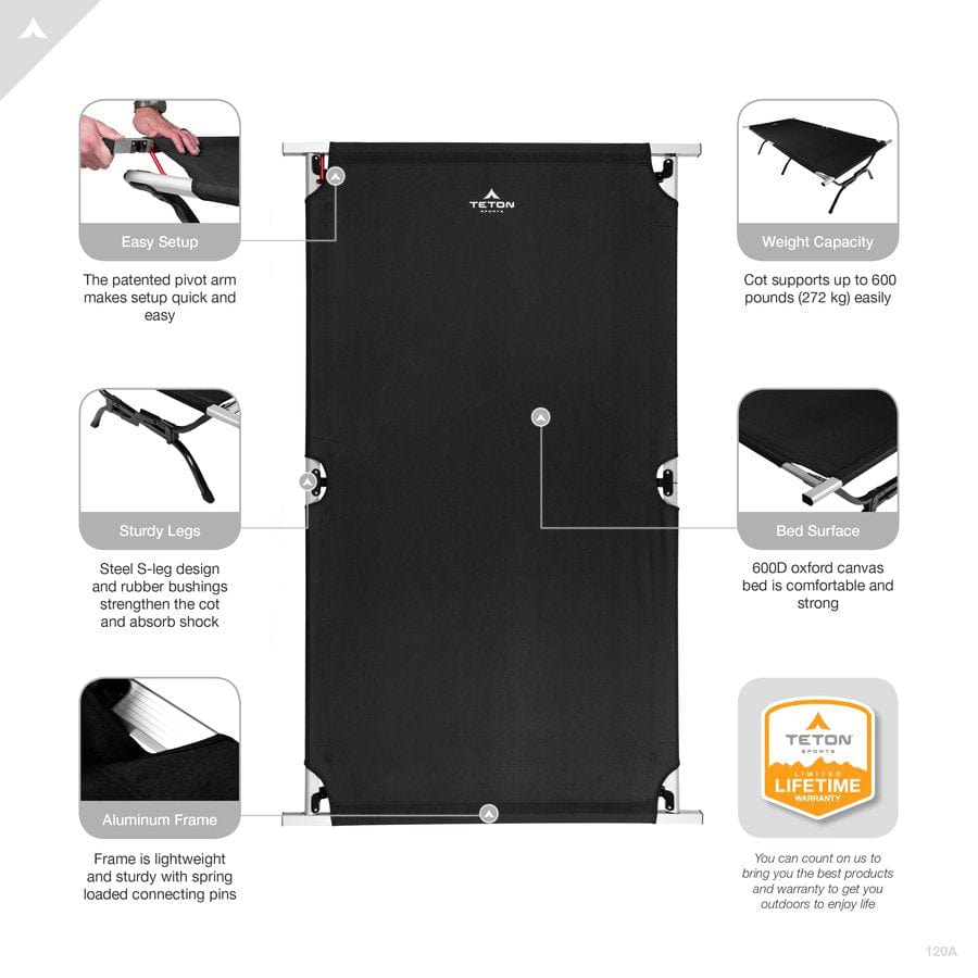 Cama de Campamento Outfitter XXL con Brazo Pivotante Teton Sports