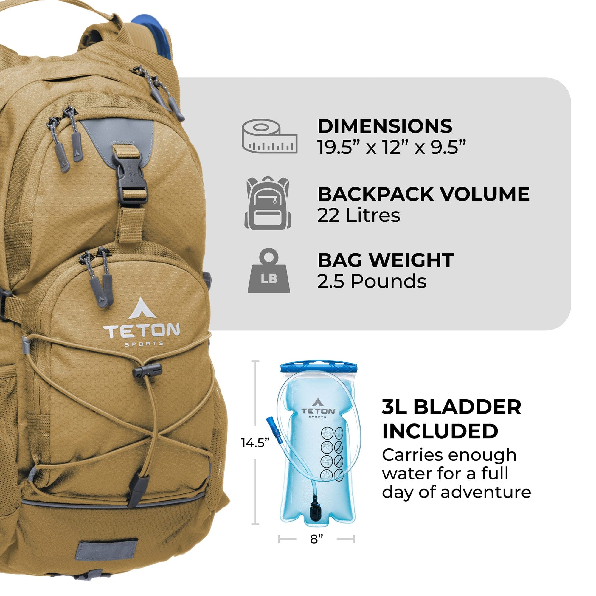 Mochila de Hidratación Oasis 22L con Vejiga de 3L
