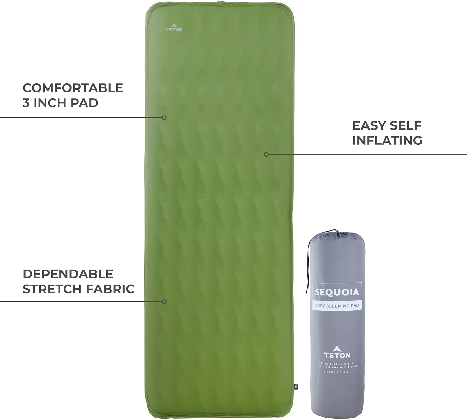 Bajo Sleeping Pad Individual Autoinflable Para Camping SEQUOIA TETON