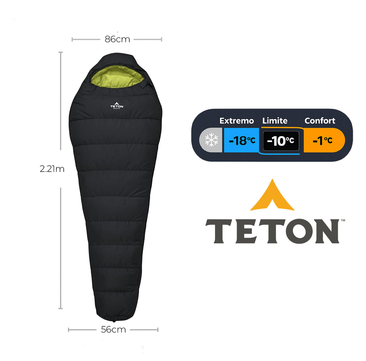 Sleeping Tipo Momia LEEF 0°F (-18°C) Extra Grande (2.20m) TETON