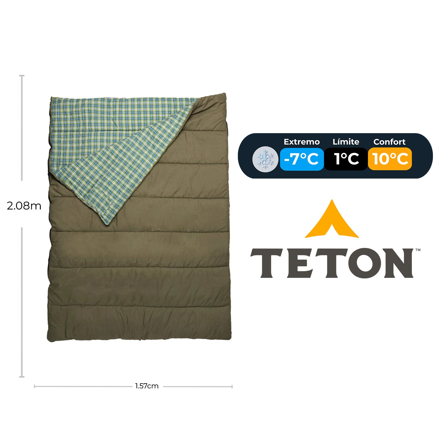 Sleeping Para 2 Personas "Evergreen Mammoth" 20°F (-7°C) TETON