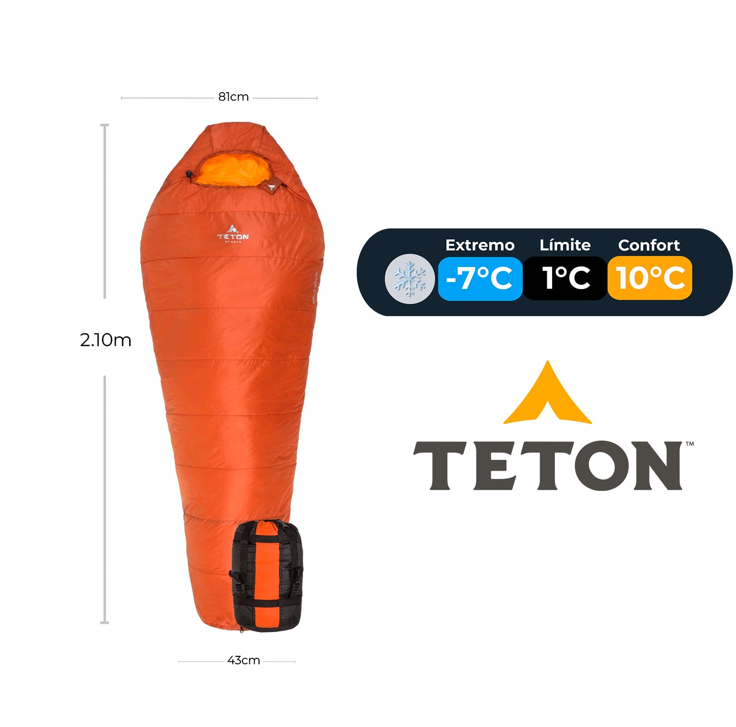 Sleeping Tipo Momia ALTOS-S 20°F (-7°C) de Plumas Sintéticas TETON