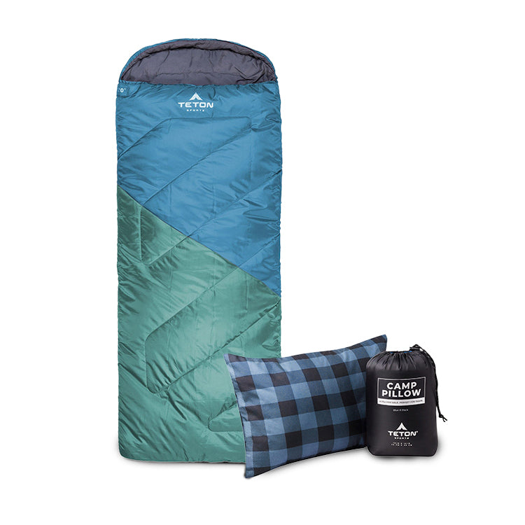 Pack con Sleeping Lil Celsius -7°C (20°F) y Almohada de Camping TETON